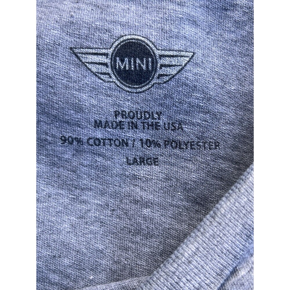 Vintage MINI Cooper Rallye Graphic T-Shirt Gray USA Made Mens Large BMW - Picture 2 of 3